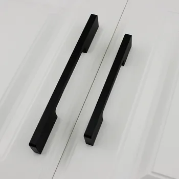 Negru mat Sertar dulap aliaj de aluminiu mâner de ușă,ușa dulapului Aplatizate manevrat, plus dimensiune Prelungit simpluși,Hardware