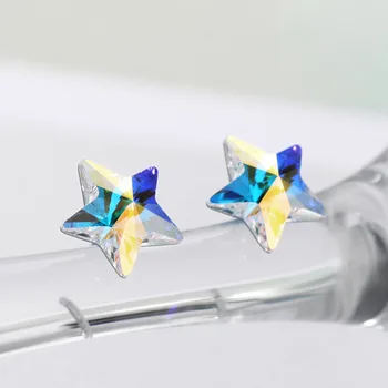 Neoglory Austria Cristal & S925 Argint Placat Cu Cercei Stud Drăguț Mini Star Design Alergie Gratuit Pentru Cadouri Elegante, Delicate