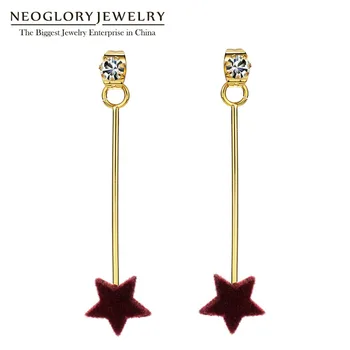 Neoglory Moda Lumină Aur Galben de Culoare Flanel Red Star Legăna Cercei Hot de Bijuterii Pentru Femei Cadouri 2018 Nou Brand GJ