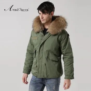 New Sosire 2016 moda guler de blană Naturală haina verde de armata de metri de mare secțiunea lung strat de bumbac
