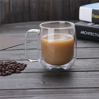New Sosire! 300ml Manual Rezistenta la Caldura cu Perete Dublu din Sticlă Clară Ceașcă de Cafea Ceai Lapte Halbă de Bere Transparent Drinkware