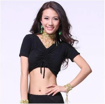 New sosire bumbac belly dance top femei V-neck mâneci scurte belly dance topuri sexy top 11colors