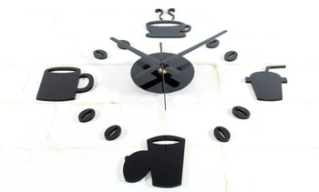 New Sosire Ceașcă de Cafea de Design autocolant EVA 30CM-60CM bucătărie, ceas de perete decorative de mari dimensiuni 3d diy ceas de perete ceas mare
