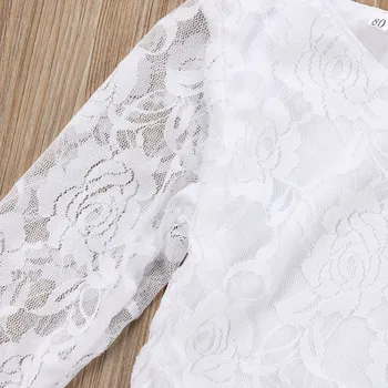 New sosire copil haine de moda set Toddler Copii Fete Copii alb Dantelă Topuri Tricou 3D cu Flori gaura Denim Pantaloni de Costum Set Haine
