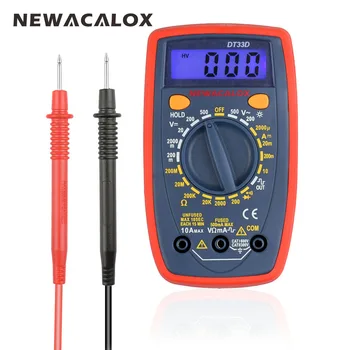 NEWACALOX DT33 LCD Multimetru Digital Înapoi Lumina AC/DC Ampermetru Voltmetru Ohm Portabil Clemă de Metri Capacitate Tester