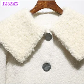 Noi 2018 Toamna Iarna cald de Lână Sacou Femei coreene Lungă haină de Lână Femei Tinere de Moda Subțire de Înaltă calitate alb Palton B312
