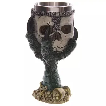 Noi Amuzant Rece de Rășină din Oțel Inoxidabil Cani de Cafea 3D Craniu Pirat, Cavaler Bea Ceai Lapte Cana de Prindere Creative Copo