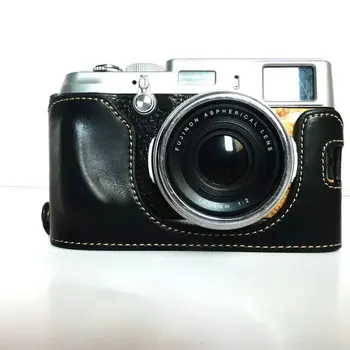 Noi Fashional din Piele de Fund de Sac de aparat de Fotografiat Negru Caz pentru Fujifilm Fuji X100 X100S X100T Camera Jumătate se Acoperă cu Curea