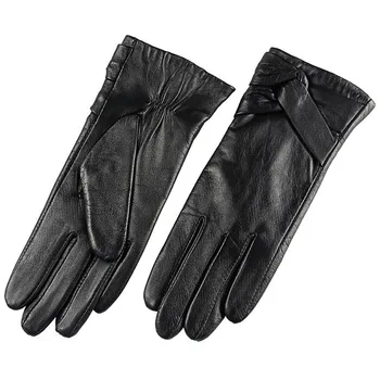 Noi Femeile TouchScreen Negru din Piele Mănuși de Cald Moda de Iarnă Autentice din piele de Capra de Conducere Mănuși cu Cinci Degete L074NZ1