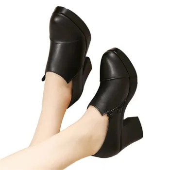 Noi, negre, din piele pantofi casual de dimensiuni mari în iarnă de iarnă caldă profesionale pantofi pentru femei hot modele de moda pantofi cu toc înalt