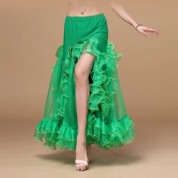 Noi Sosiri 5 Culori Belly Dance Haine Cerc Complet Lungă Perioadă De Talie Maxi Fusta Side Split Femei Șifon Belly Dance Fuste