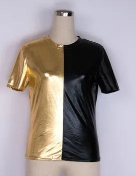 Noi Sosiri de Femei de Moda, Dans Hip-Hop Topuri de Aur Negru Paillette Mozaic Summber Maneci Scurte Performanță Etapă tricouri