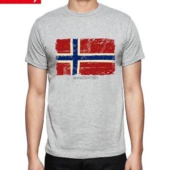 Norvegiană Camasi Moda Europeană, Norvegia Steag Național de Design T - shirt Pentru Barbati din Bumbac Top Scurt Nostalgic Uimitoare Tee de sex Masculin