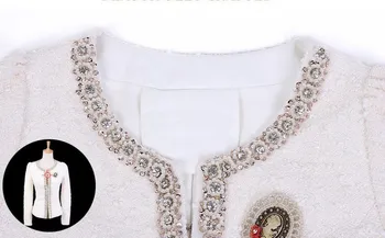 Nou Femei Toamna-Iarna haină scurtă design Elegant cu Margele Diamond slim cu maneca Lunga Plus de dimensiuni Mici, articole de Îmbrăcăminte exterioară geaca 661B