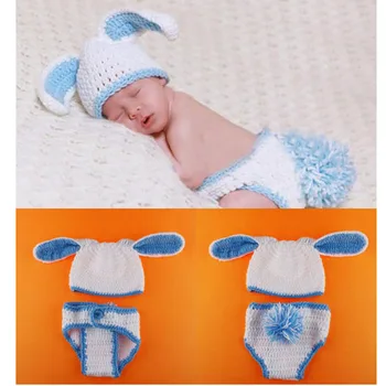 Nou-născut Easter Bunny Costum de Iepure Model Croșetat Recuzită Fotografie Animal Beanie Hat cu Capac Scutec 1set H174