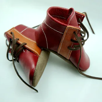 Nou stil Handmade din Piele copii, cizme Primul Pietoni dantelă-up pentru copii mocasini gils băiat Pantofi de 12,5-15,5 CM transport gratuit