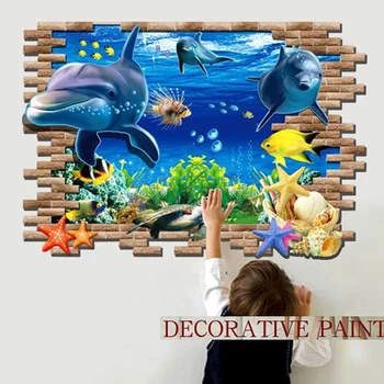 NOUA Creatie perete autocolant 3D tridimensional de autocolante de perete delfinii Perete Autocolant Interesant autocolante de perete 9168022