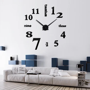 Noua moda diy acril oglindă ceas de perete europa 3d mare cuarț încă de viață ceasuri living decor acasă autocolante