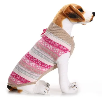 Noua Toamna/iarna Lână Câine de Companie Pulovere Drăguț de Crăciun Floare Model Tricotat Pulover pentru Mediu și Mare Companie Câine Haine(roz)