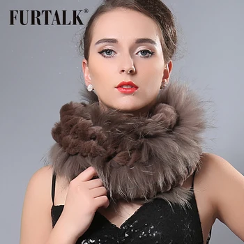 Noul design 70*30cm real fox+blana de iepure rex împachetări inel infinit eșarfă de blană de iarna snood pentru femei