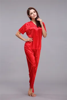 Nouă Femei Camasa De Noapte, Pijama Set Rosu Cu Maneci Scurte Set De Pijamale De Înaltă Calitate Moale Pijamale Transport Gratuit