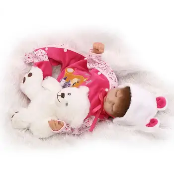 NPKCOLLECTION Renăscut Fată Păpuși Realiste de Dormit Copii de 22 Inch 55 cm în Viață Jucărie Cu Fața Burta Copii Cadou de Ziua de nastere