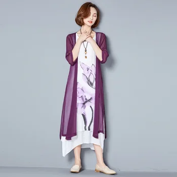 NYFS 2018 Nou rochie de vară de protecție Solară Două piese Lenjerie de pat din Bumbac pentru femei Rochie lunga Vestidos Halat Elbise