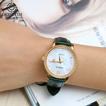 OCHSTIN Top pentru Femei Brand Ceasuri de Diamant din Piele Calendar Impermeabil Cuarț Ceas Relojes Mujer 2018 Marca De Lujo Ceas