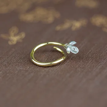 Original inel argint 925 cu aur-culoare floare Magnolia deschiderea inele pentru femei bijuterii de moda anillos bague