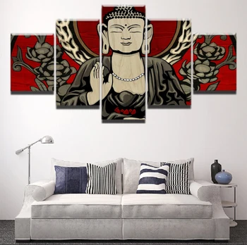 Panza HD Printuri Picturi Cadru 5 Piese Buddha Meditație Zen Poster Acasă Decorative Pentru Perete Camera de zi Imagini de Artă