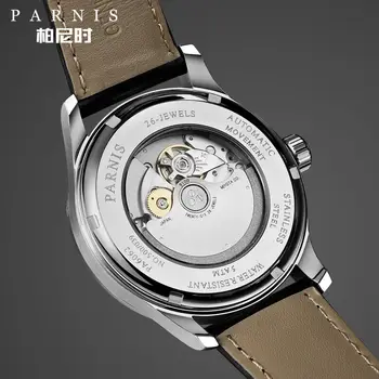 Parnis Pilot III Seriers Luminos Barbati din Piele Watchband de Moda Automat Mechanical Ceas Ceas de mână