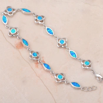 Pe de Vânzare en-Gros și cu amănuntul Albastru Opal Silver Ștampilată Moda Bijuterii Brățări cadouri frumoase OB016