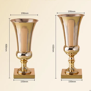 PEANDIM Metal Vaza cu Flori de Aur Suport Lumanare Nunta Decoratiuni Drum Duce 40cm & 43cm Inaltime de Flori Titularii