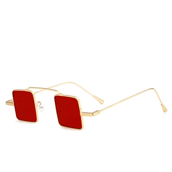 Peekaboo mic pătrat ochelari de soare vintage cadru metalic 2018 negru galben roșu lentile mici ochelari de soare pentru femei uv400