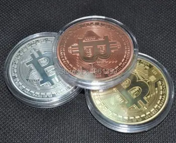 Pentru proba!Mix3pcs/mult /$8.99 Placat cu Aur și Cupru și Argint placat cu 1oz Bitcoin moneda Casascius BTC 1 Pic Fizic Monede