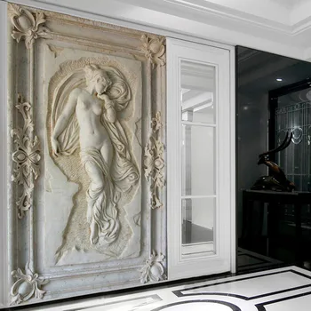 Personalizat Murală Tapet în Stil European 3D Stereoscopic Art Relief Înger Statuie Goală Hol Intrare Hol Sclipici Tapet
