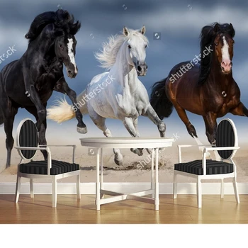 Personalizat tapet modern,Trei calul alerga în galop în nisip,fotografie 3D pictura murala pentru camera de zi dormitor restaurant de vinil tapet