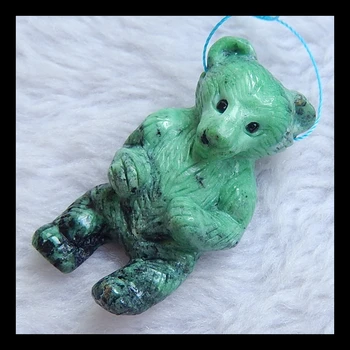 Pietre semiprețioase Sculptate animale vii urs Verde Turcoaz colier pandantiv,48x25x18mm,de 16,4 g, handcarving turcoaz pandantiv