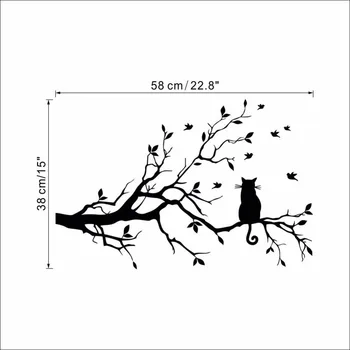 Pisica modernă Ramură de Copac Decalcomanii de Perete Păsări Animale Poster Vinil Pepinieră Arta Autocolante PVC Home Decor Camera de zi de Decorare ZB372