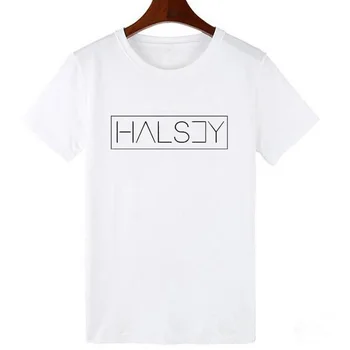 Pkorli Femei T Shirt Halsey Scrisoare De Imprimare De Bumbac Casual Amuzant T-Shirt Pentru Doamna Fete Din Bumbac Cu Maneci Scurte Tee Cămașă De Sex Feminin