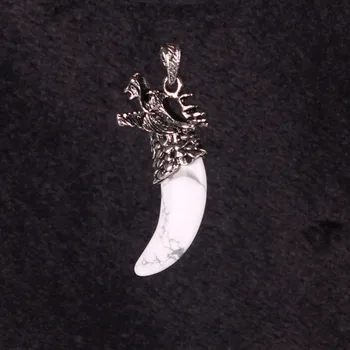 Placate cu Argint antic Barbati Dragon Machete Pandantiv Cuart Chakra Gem Piatră de Vindecare Luna Reiki Pandantiv pentru DIY Face Bijuterii Farmec