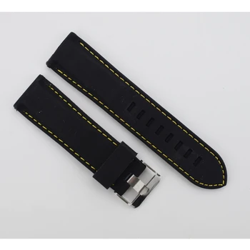 Popular Design Vintage Moale Silicon Eco-friendly watchbands 24mm cauciuc Negru trupa ceas Curea Ceas Sport Curea