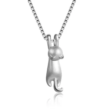 Populare Argint 925 Coreea Moda Simplu Animal De Bijuterii Drăguț Kitty Clavicula Lanț Pandantiv Pisica Colier H3