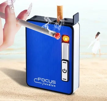 Portabil windproof bricheta, USB de încărcare Electrice bricheta, automat fumul de tigara cutie, de sex masculin Gadget-uri