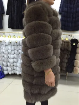 Pufos reale haină lungă de blană de vulpe pentru femei, detasabila maneca si jos de sex feminin jacheta de iarna, noul design cald real, haine de blana