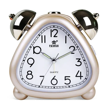 PUTEREA Ceas Deșteptător, Twin Bell Carton Non-Bifarea Cuarț Ceas cu Alarmă Muzică pentru Copii, Birou Ceas cu Alarmă cu Lumina de Noapte, Snooze