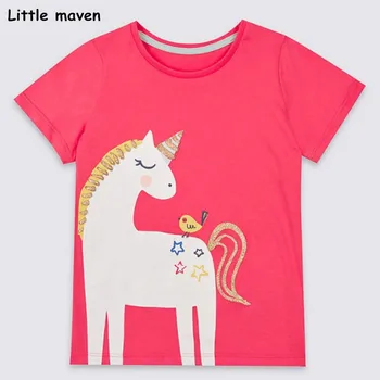 Puțin maven copii haine 2018 vara fete pentru copii haine cu maneci scurte tee topuri unicorn Bumbac imprimare de brand t camasa 50961