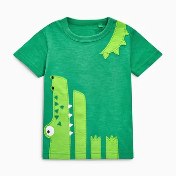 Puțin Maven Noi de Vara Haine Copii Scurt O-gât Crocodil Verde Tricotate Aplicatiile Bumbac de Calitate Băieți Casual Tricou