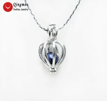 Qingmos 10mm Inima Pandantiv Colier de Perle Albe pentru Femei 17