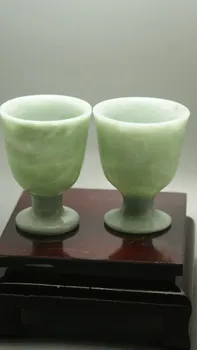 Rafinat Chineză jades cupă frumoasă culoare naturala lucrate manual paharul de Vin transport gratuit